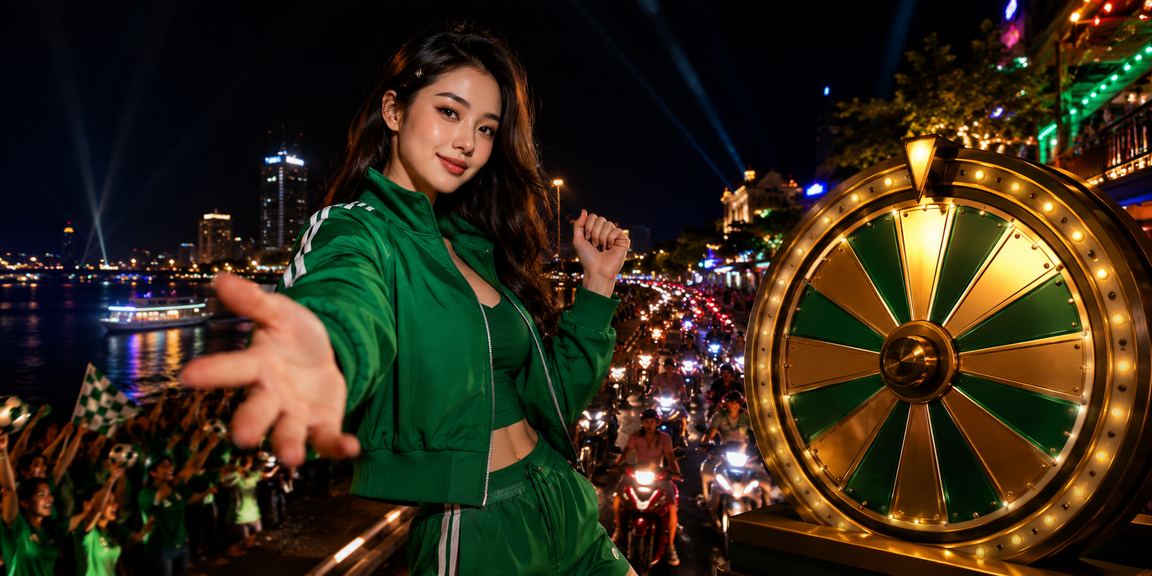 Bàn roulette với ánh đèn neon miền Mekong